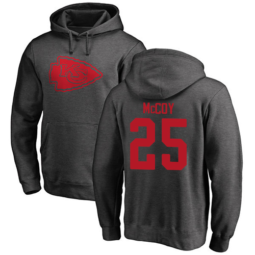 Men Kansas City Chiefs 25 McCoy LeSean Ash One Color Pullover Hoodie